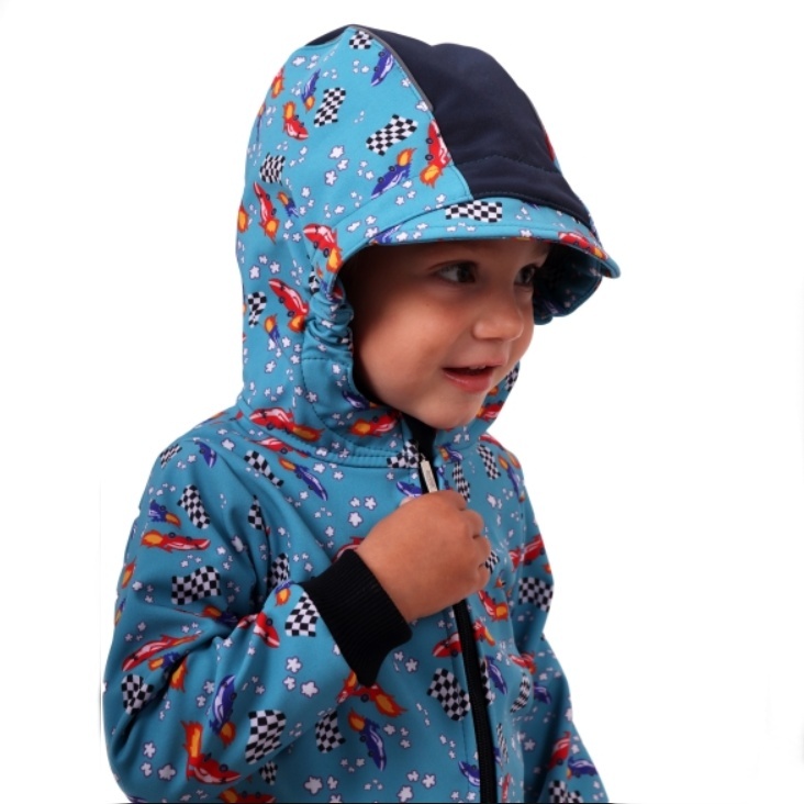 Dětská softshellová bunda s fleecem JOŽÁNEK raketové auťáky